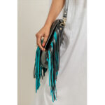 Cowhide Turquoise Fringe Bag - Image 4