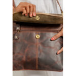 Men Leather Cowhide Sling Bag - Image 5