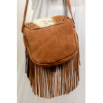 Turquoise Stone Cowhide Fringe Bag - Image 5
