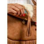 Turquoise Stone Cowhide Fringe Bag - Image 7