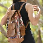 Leather Jacquard Backpack