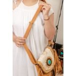 Round Cowhide Fringe Bag - Image 2