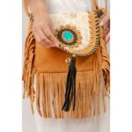 Round Cowhide Fringe Bag - Image 3