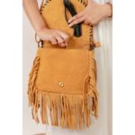 Round Cowhide Fringe Bag - Image 4
