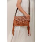 Cowhide Tooling Carving Fringe Bag