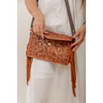Cowhide Tooling Carving Fringe Bag - Image 4