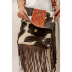Cowhide Tooling Carving Fringe Bag - Image 5