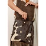 Cowhide Tooling Carving Fringe Bag - Image 6