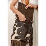 Cowhide Tooling Carving Fringe Bag - Image 4