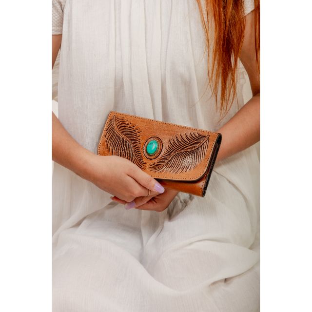 KTK1890.jpg Cowhide Tooling Carving Wallet - Image 1