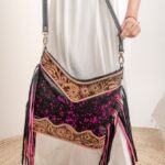 Cowhide Tooling Carving Fringe Bag