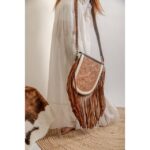 Cowhide Tooling Carving Fringe Bag