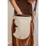 Cowhide Tooling Carving Fringe Bag - Image 5