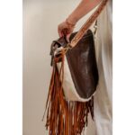 Cowhide Tooling Carving Fringe Bag - Image 2