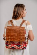Leather Jacquard Backpack